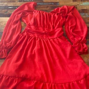 Super cute red flowy formal dress !